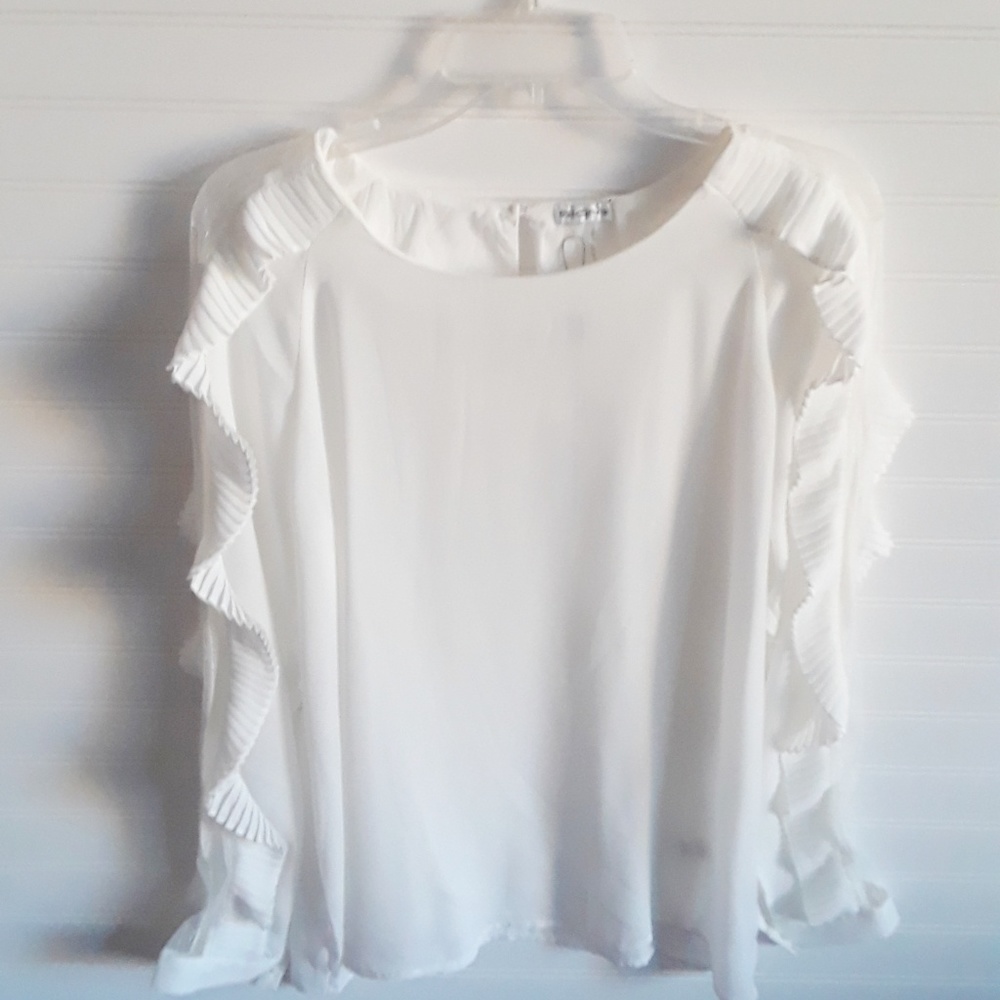 Sioni Eggshell Rufflef Lace Blouse Size L